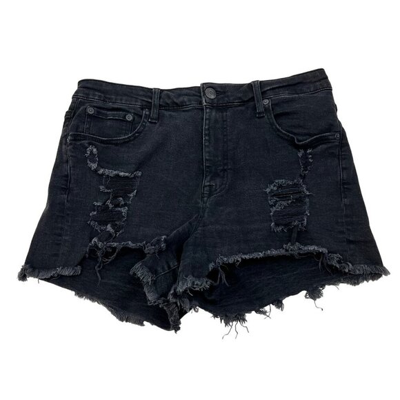 Aeropostale Cut Off Distressed High Rise Denim Shorts Black Womens Size 12 - Picture 1 of 10